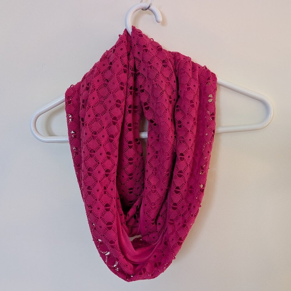Pink Crochet Infinity Scarf